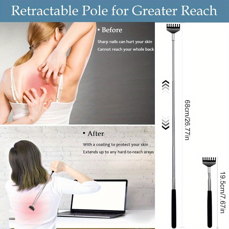 4pcs extendable   scratcher with rubber handles - telescoping back massager for  , portable design for home, office, travel - ideal stocking stuffers & gadgets, back massager for back, office relaxation,  , durable construction Product details 3