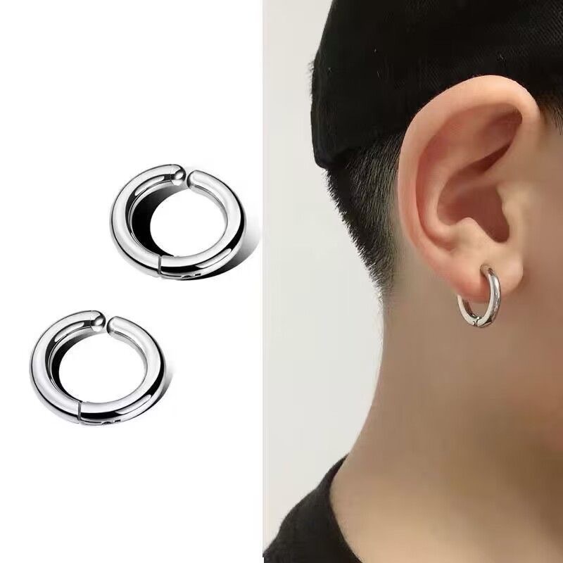 304 Stainless Steel Clip- Earrings - Non-Pierced Ear Clip- Earrings for Men & Women, Simple & Stylish Coil Backing Jewelry Suitable for Daily Wear, Valentine' Gift, Year-Round Unisex Earrings (No Hole Required)
