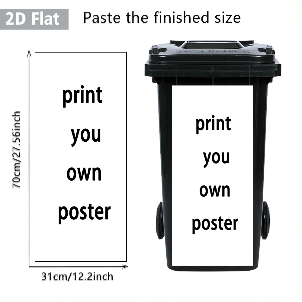 Image of 1pc Customize Your Image Sticker - Waterproof, Scratch-resistant, Matte Material, Adhesive, Trash Can Decoration, Home Art Decoration Sticker, Diy Mural, Decoration Poster, 12.2inch X 27.56inch
