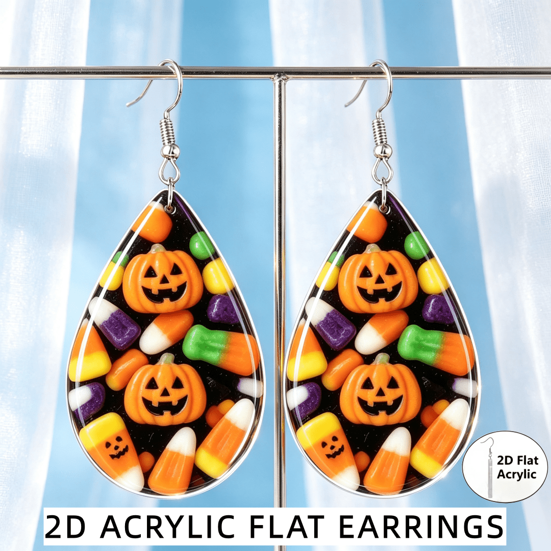 Teardrop Jack O Lantern Dangle Earrings for Halloween