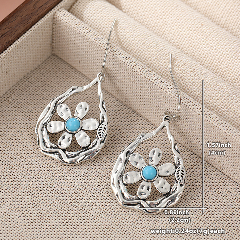 Bohemian Flower Earrings Water Droplet Shape