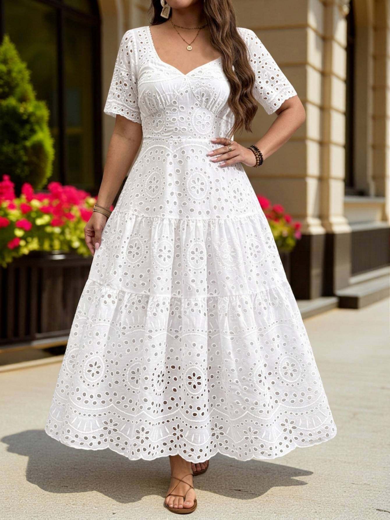 white dress for curvy women sold on Temu United States