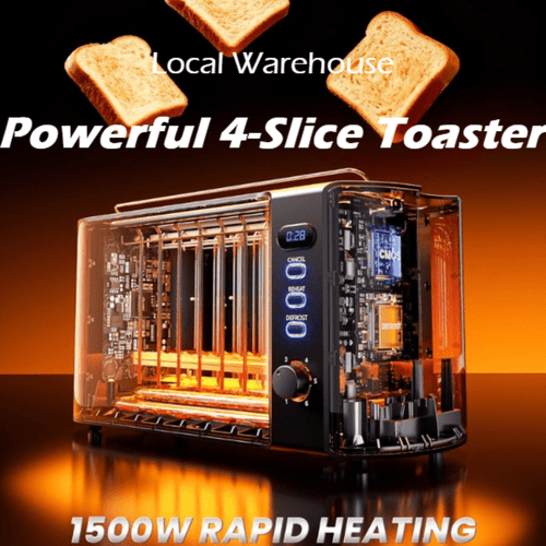 4 toaster 1500w toaster with extra long slots 6 levels cancel stainless steel construction