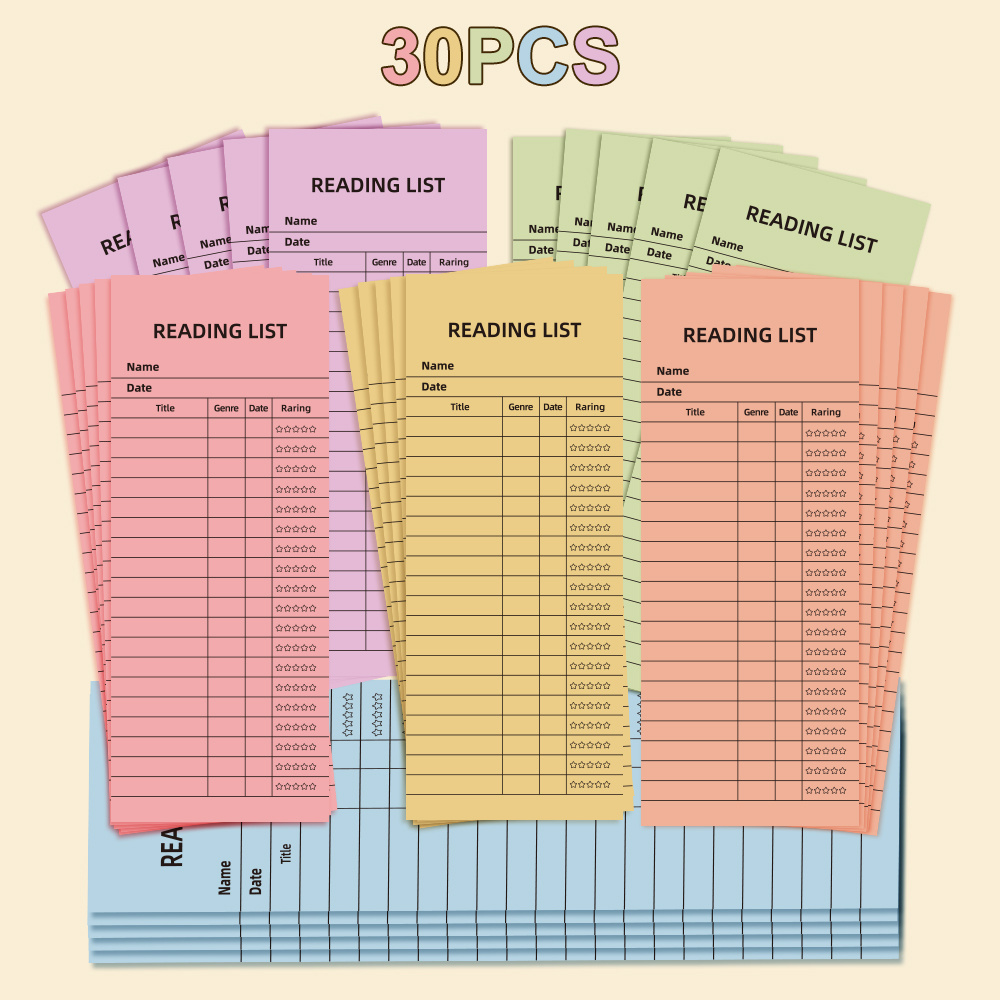 TEMU 30pcs Icceemee Undated Reading Log Bookmarks With Color-coded Ribbon Tassels & Personal Library Cards - Bookmark Pages Suitable For Book Lovers,