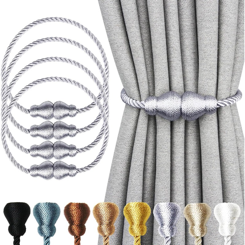 TEMU ("Paquet de 4) Attaches de rideaux magnétiques d'extérieur, corde décorative, supports magnétiques de rideaux de café, attaches de rideaux,