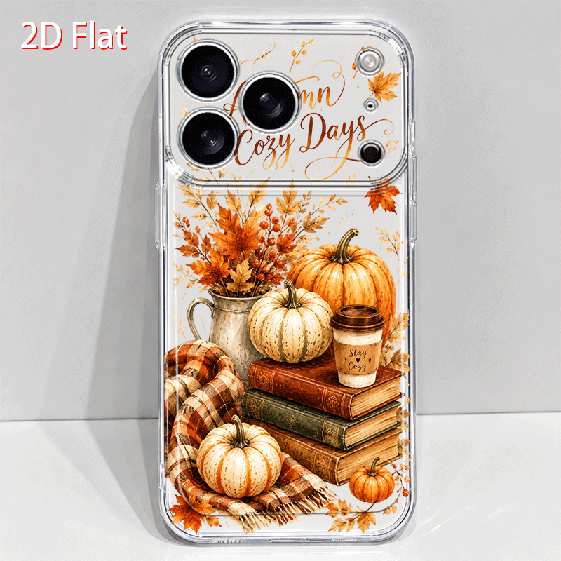 TEMU Phone Case - 2d Flat_transparent Pumpkin Warm Autumn Phone Case Suitable For Iphone 17 16 15 14 13 12 11 Pro Xs Xr Xsmax 7 8 6 6s Plus 16e 17e