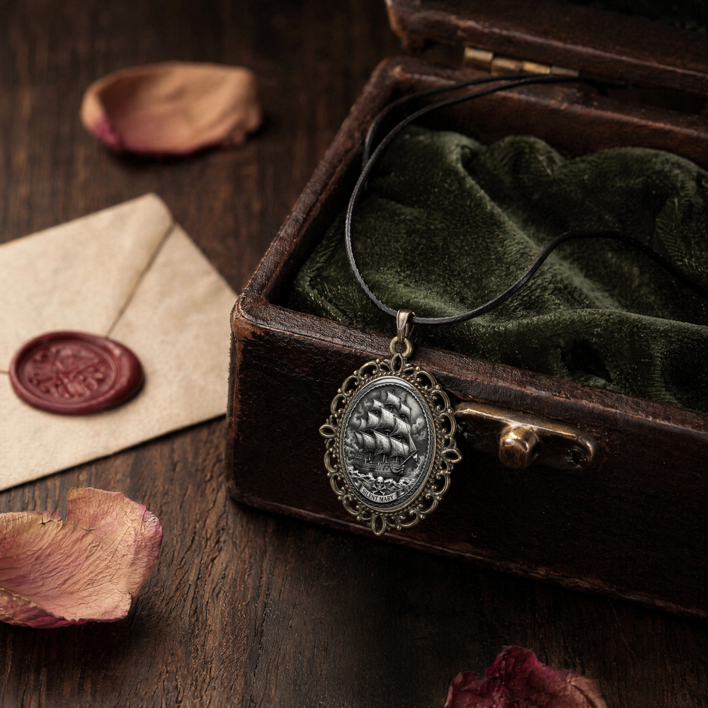 Vintage Oval Embossed Pendant Necklace, Unisex Design