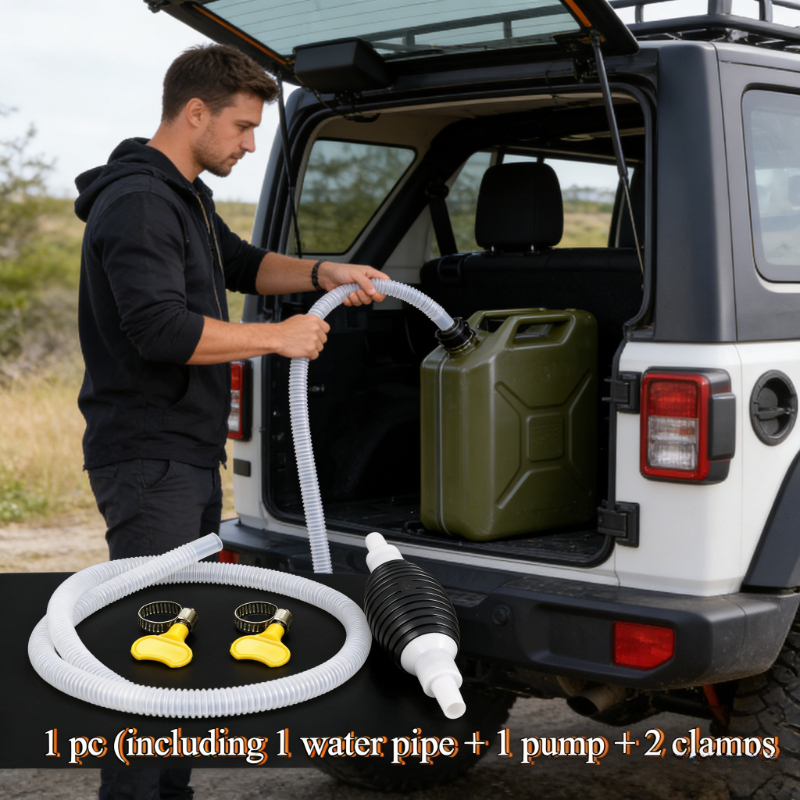 E-shop Ein tragbares manuelles Entlüftungsset (inklusive 1 Schlauch, 1 Pumpe und 2 Metallklemmen), geeignet für Kraftstoff- und Wasserübertragung in