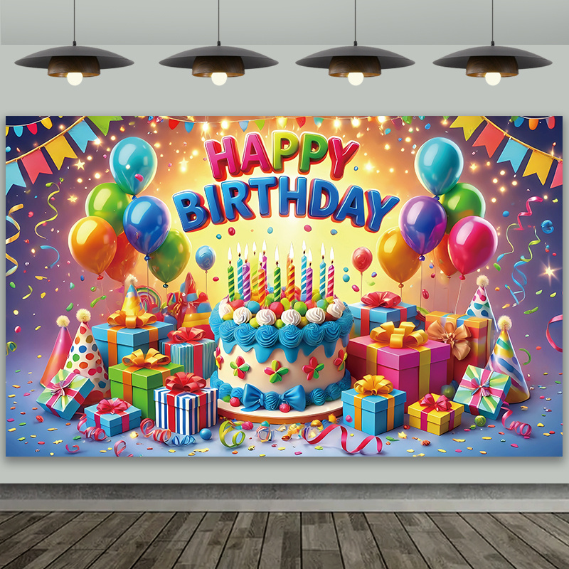 

2dflagsbirthday Party Polyester Backdrop – Color And Vitality To Your Birthday Celebration