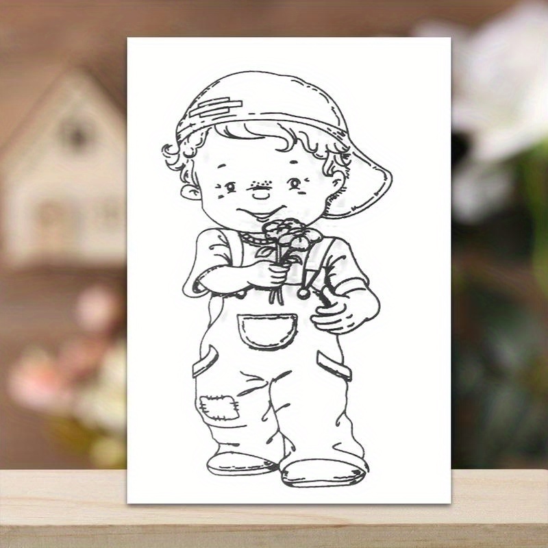1pc Of Clear Rubber Stamp For Crafting, Designed For Little Boys