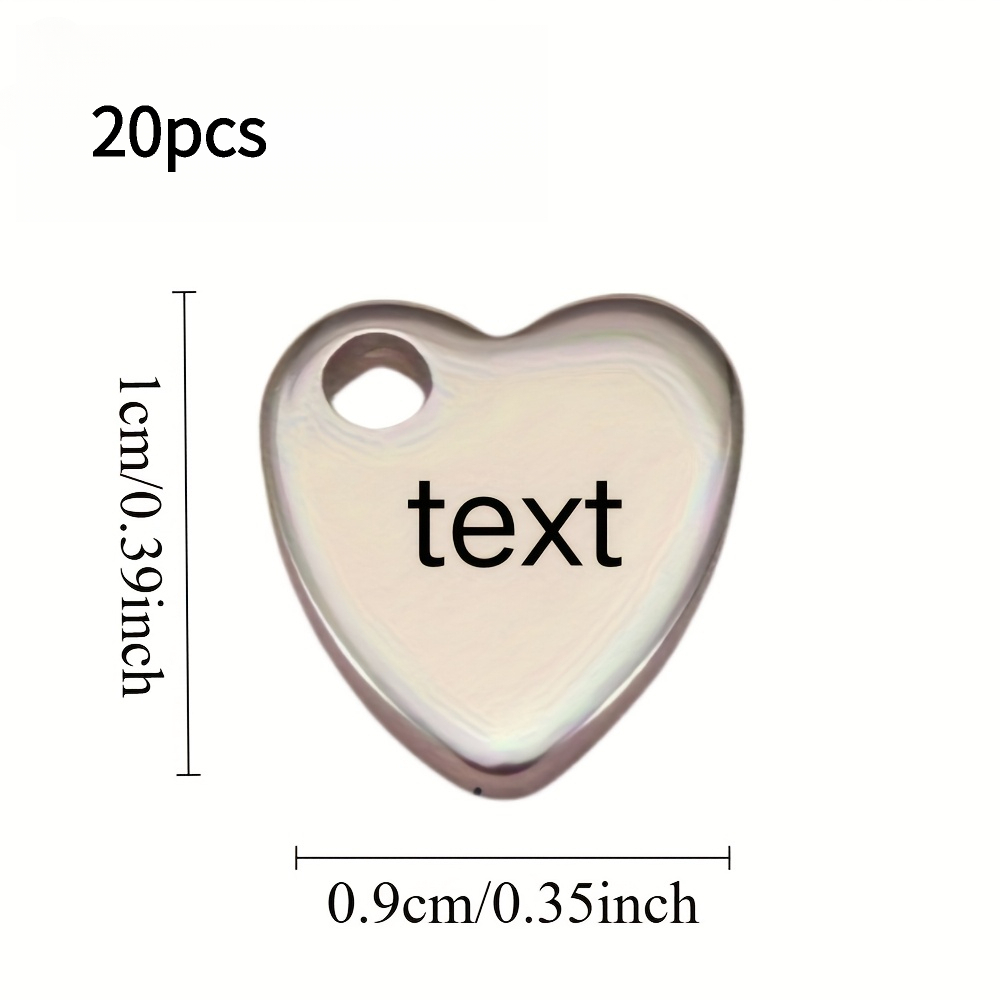 TEMU 20pcs/35pcs/45pcs Custom Personalized Laser-engraved Stainless -shaped Pendants, Customizable With Self- Text, Mirror-finish Hole Tags With