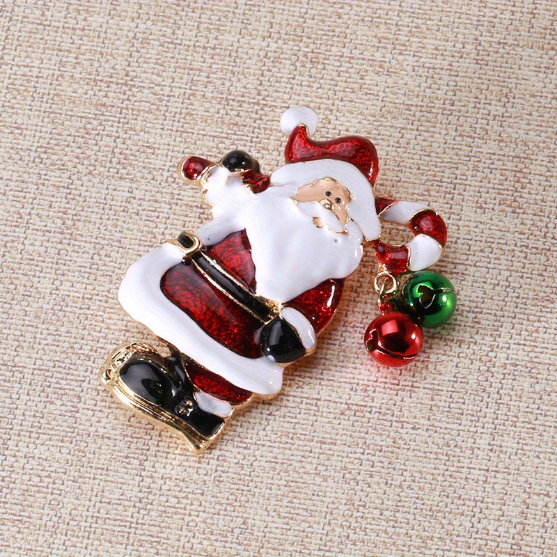 esshpule festive santa claus enamel pin christmas bell brooch for holiday outfits details 4