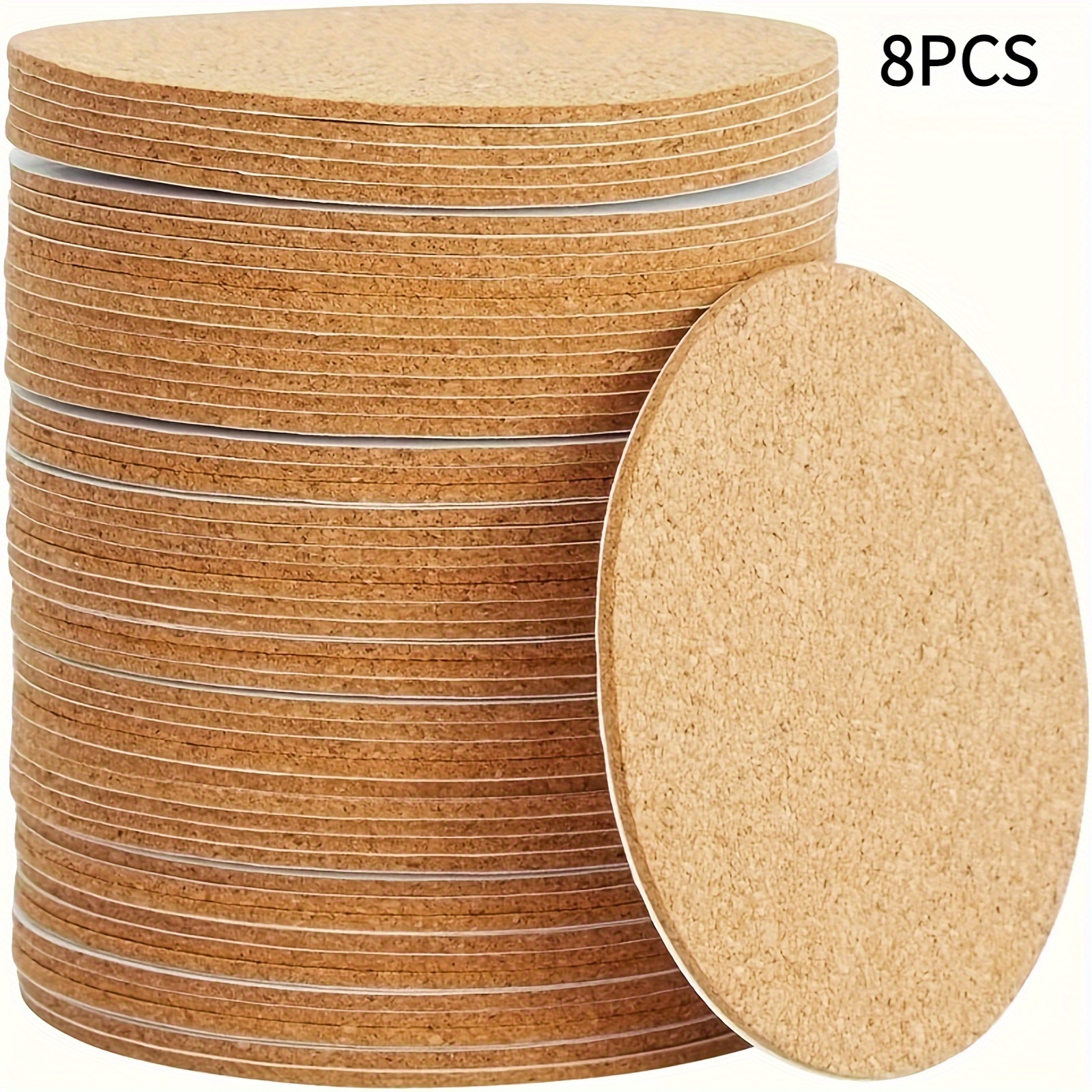 Image of 8pcs Self-adhesive Cork Coasters For Backing, Blank Cork Pads For Diy Craft Accessories, Wooden Tripod And Diamond Painting Base Pads