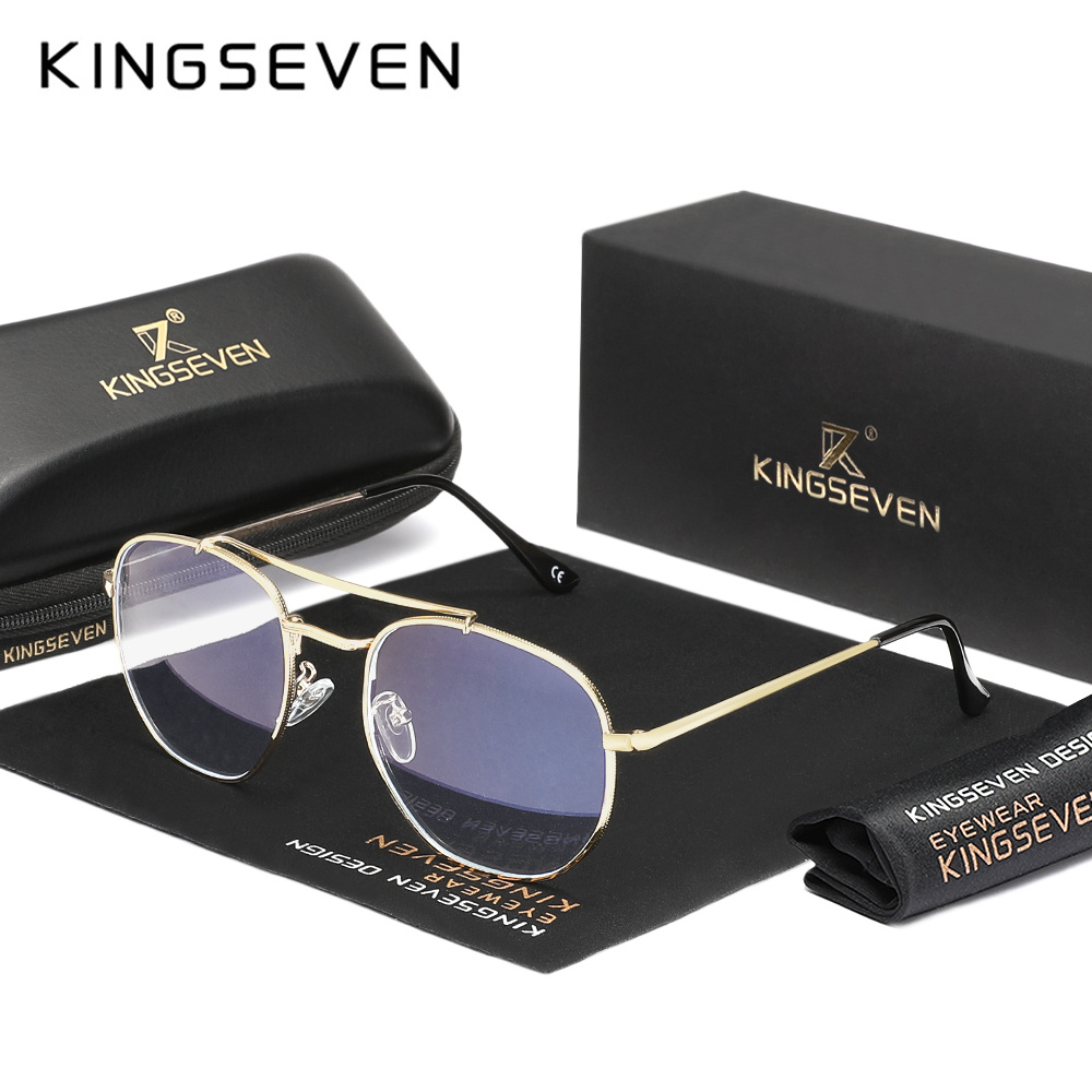 Kingseven Neutral Casual High Quality Glasses, Stainless Steel Frames, Lightweight Pc Lenses, Stylish Lightweight Glasses, Suitable For Men And Women To Wear