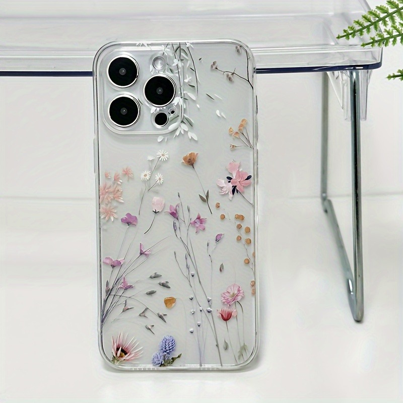 

1pc Flower And Branch Patterns Suitable For 15 14 11 Plus X Xr Xsmax 7 8 Plus Protective Cases, Christmas Gifts, Boyfriend And Girlfriend Gifts