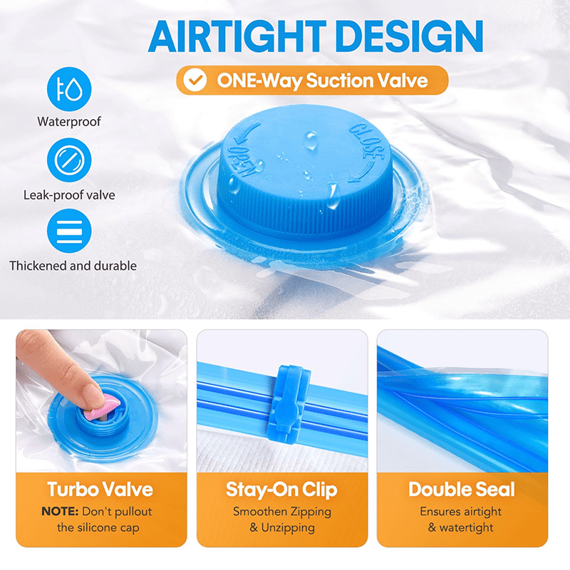 5pcs Vacuum Storage Bag Set with Manual Pump, Durable and Space-Saving