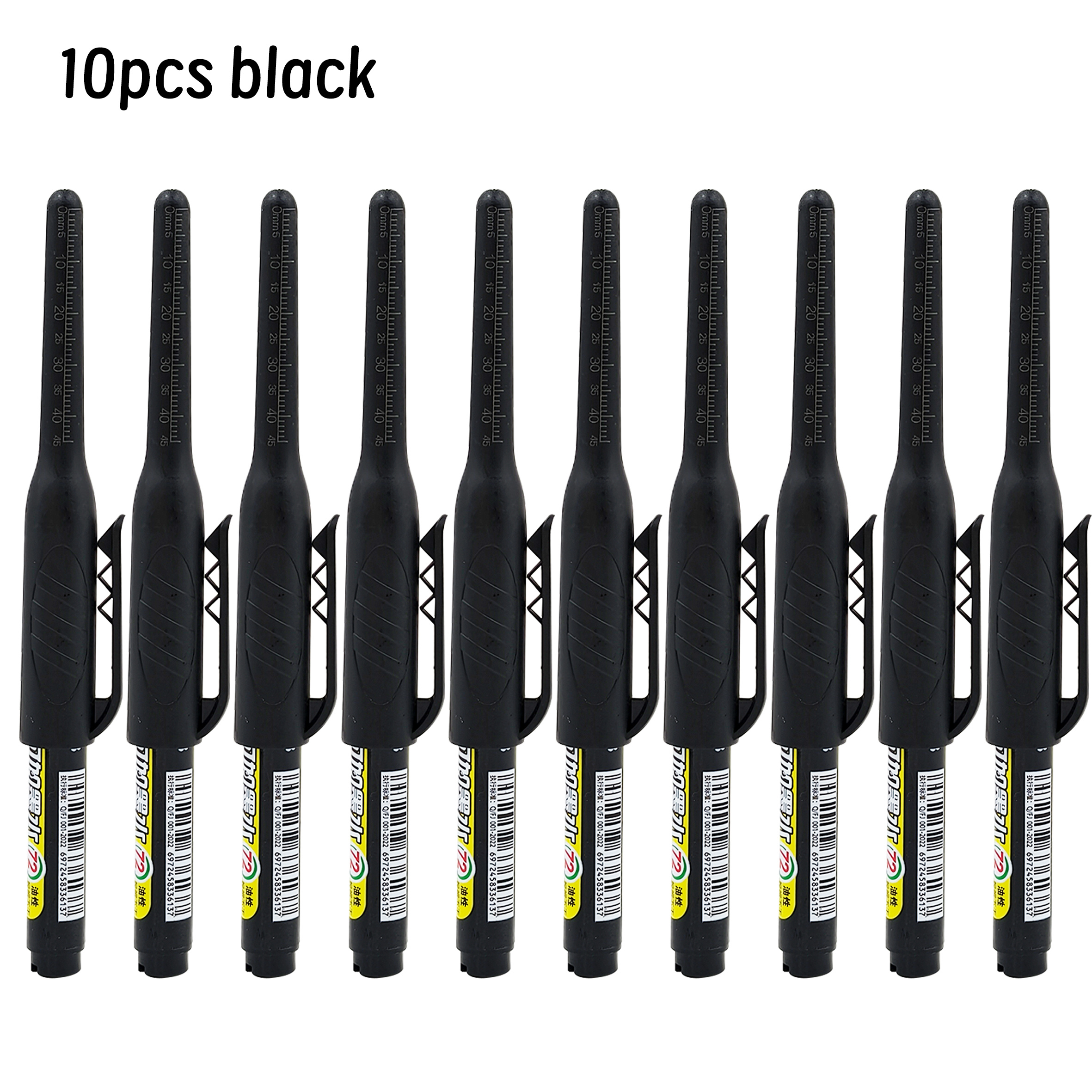 Image of 10pcs Deep Hole 45mm Long Nib Marker Pens-black, Blue, Red, Green Ink Woodworking Drilling Ceramic Tile Marking Pen, Quick-drying Not Fade, Suitable For Construction, Bathroom Installation, Fixing