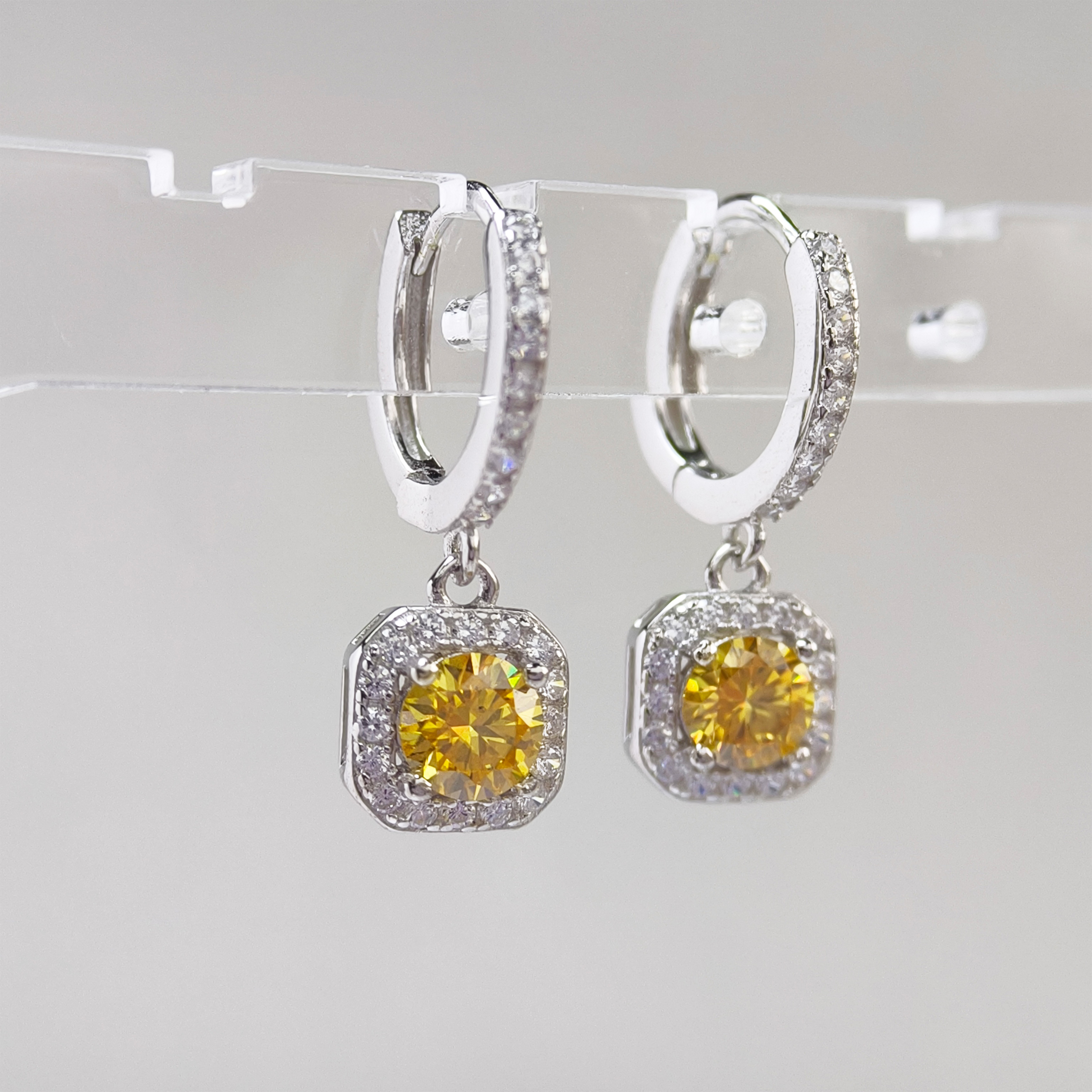 1 Pair 0.5/1/2/3 Carat 925 Silver Moissanite Earrings, Elegant Jewelry