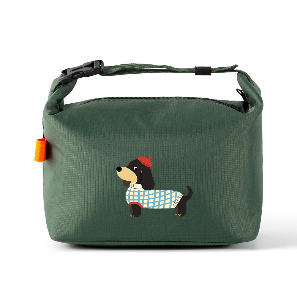 TEMU Cute Cat Nurse Lunch Bag | "dachshund With A Hat" Design, Insulated Lunch Box With Slider Zipper Closure, Reusable Polyester Lunch Bag For