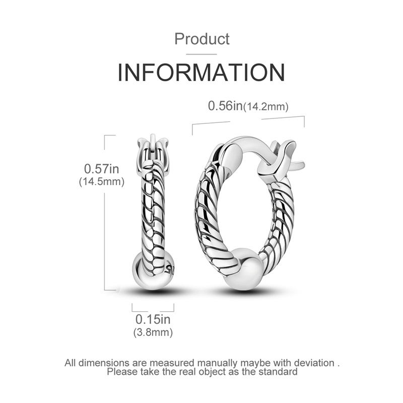 Women's Snake Bone Pattern Round Ball Small Earrings with 925 Silver Posts