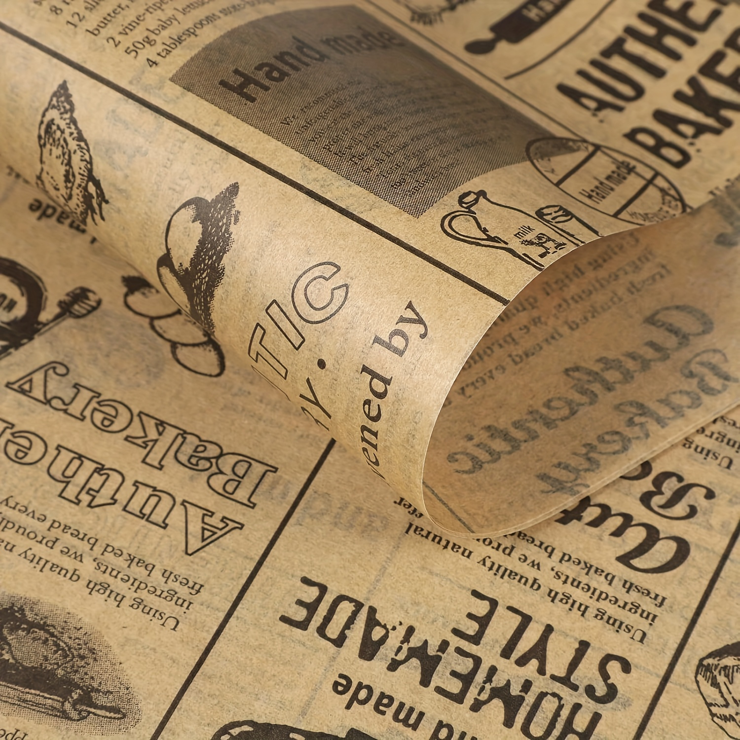 50 vintage newspaper printed grease proof wrapping paper true baking   wrap paper for sandwiches   and breads ideal for home kitchens Product details 4