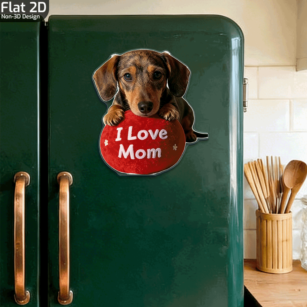 TEMU 1pc I Love Mom Dachshund Magnet Suitable, Fridge & Freezer - Rectangular Acrylic Dachshund Decor With Base, Gift For Dachshund Lovers, Mom, Pet