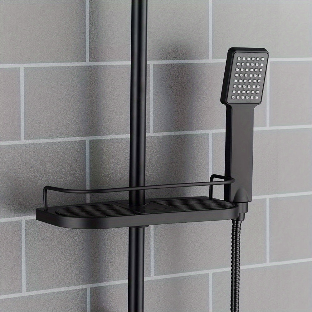 Black Shower Set, Overhead Shower Kit with Adjustable Height Riser Rail