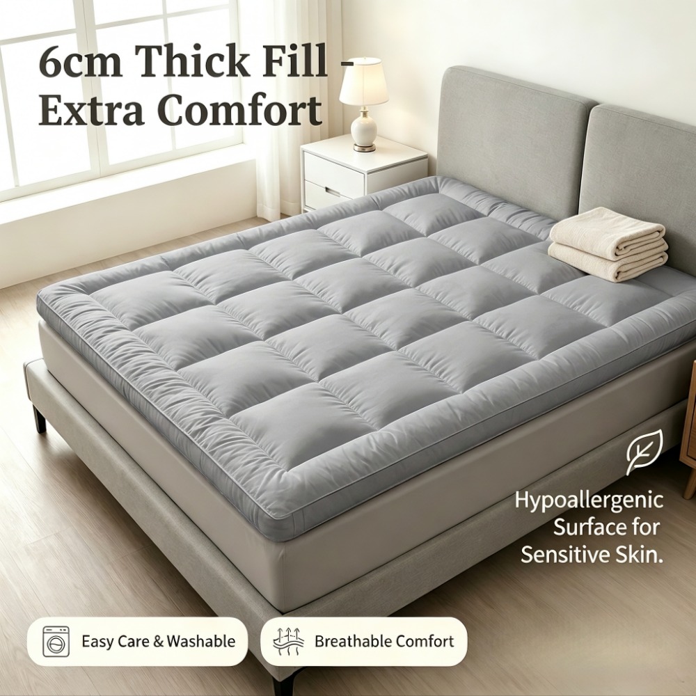 Washable Mattress Protector Soft Fluffy Bed Mattress Topper Breathable Fabric Fixed Corner Straps Anti Slip Bed Pad For Single Double Bed