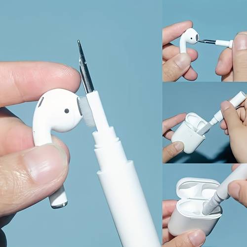 3 in 1 multi functional earphone cleaning kit made of durable abs material with soft brush portable 3 in 1 cleaning brush suitable for cleaning wireless earphones earphones charging case accessories computer keyboards and more
