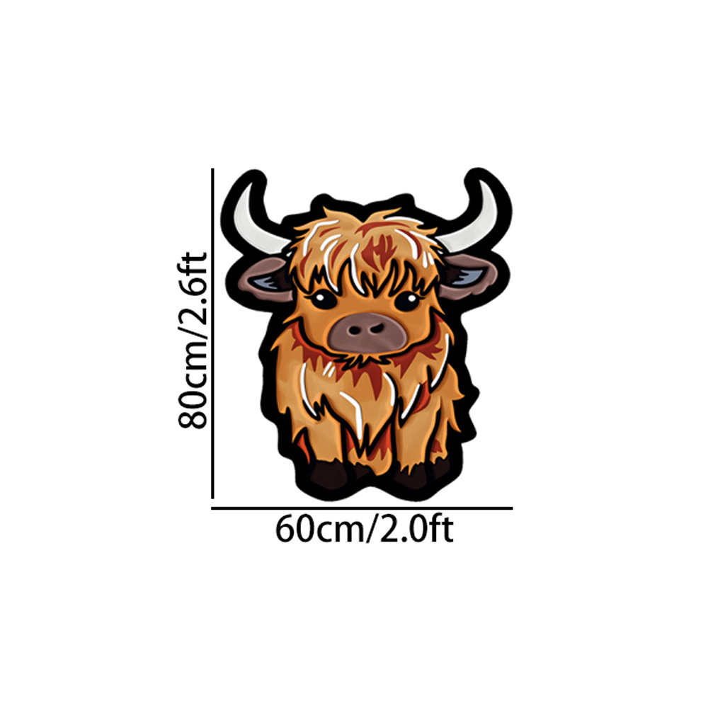 TEMU High-quality Velvet Rug With A Dotted Plastic Anti-slip Backing, 1pc. Cute Highland Cow Pattern Irregularly Shaped Rug. Trendy Bedroom Bedside