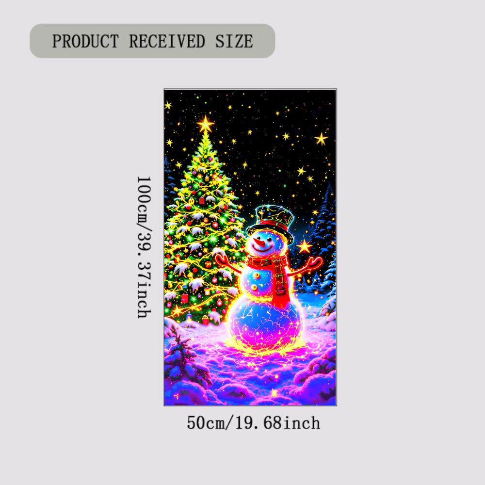 TEMU 1pc Vibrant Glowing Snowman And Christmas Tree Door Cover Static Window Clings Window Stickers Festive Winter Scene For Front Door Living Room