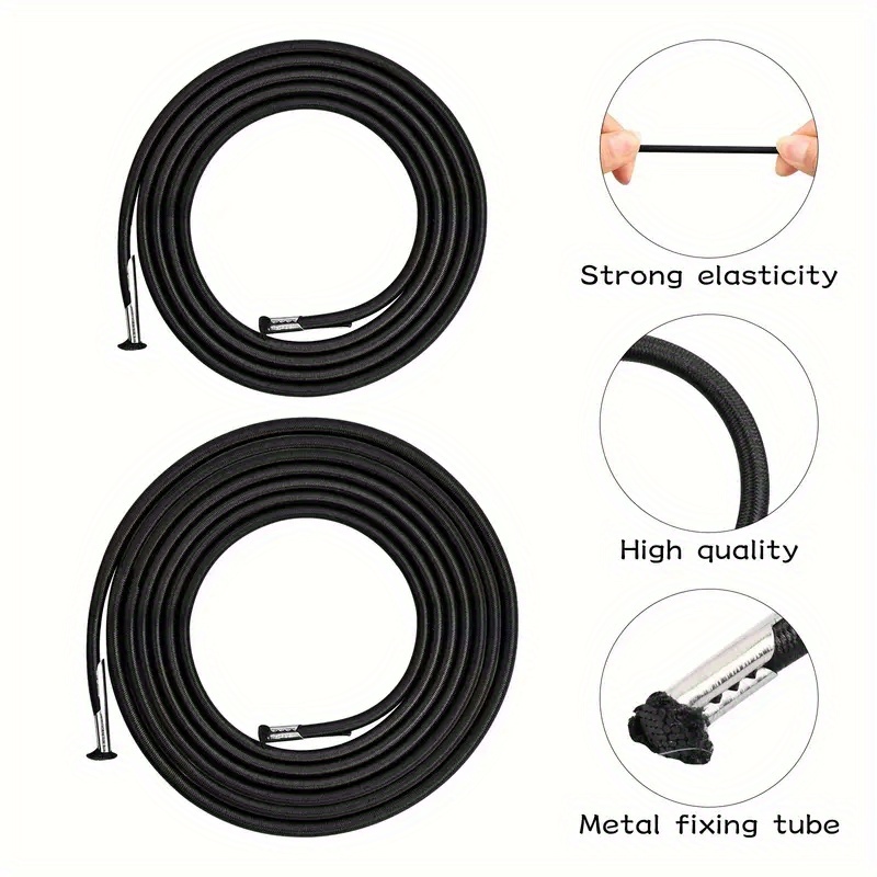 4pcs Zero Gravity Chair Repair Kit with Replacement Ropes - Elastic Straps And Metal Rings, Black Fabric, Compatible with Lounge Chairs/Recliners