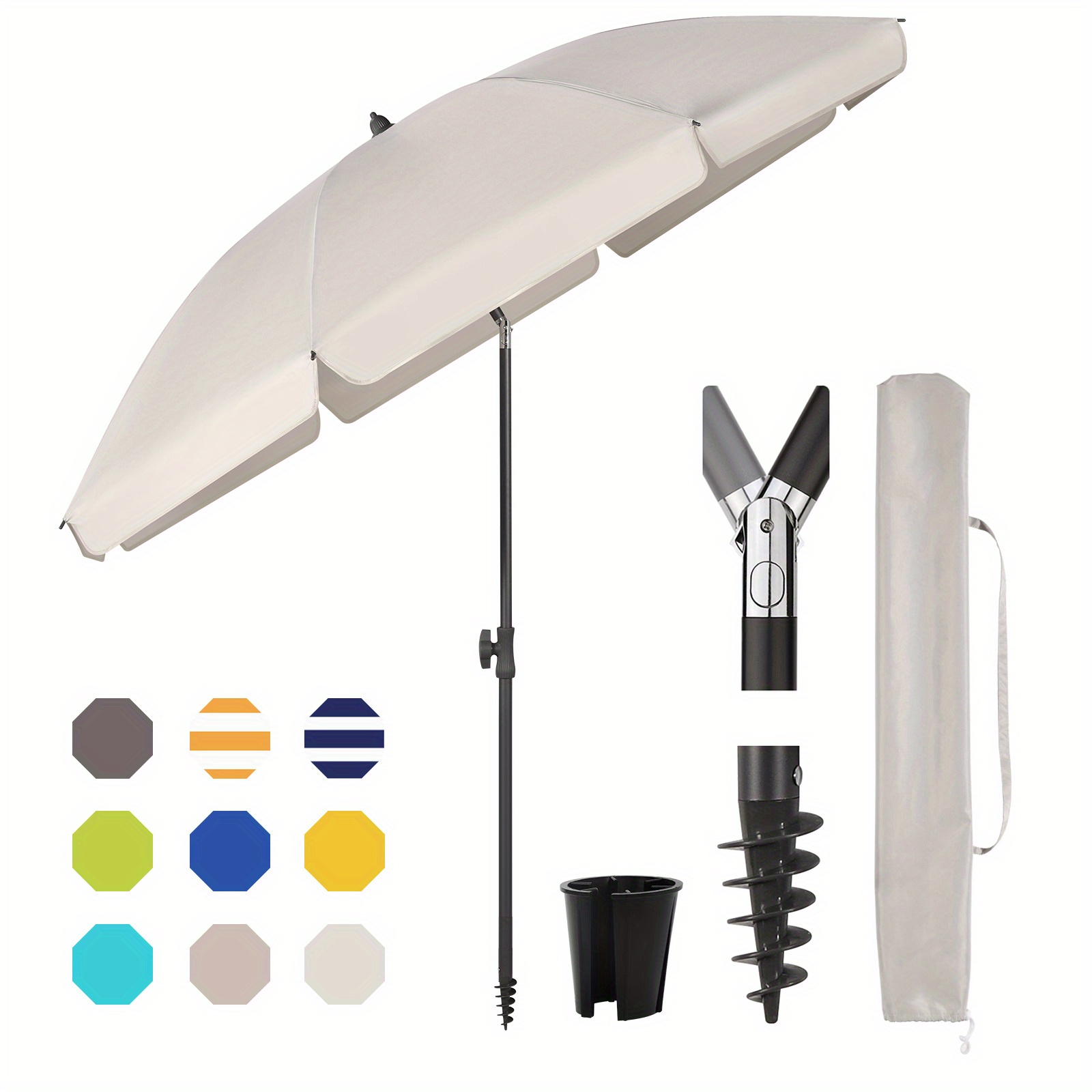 E-shop Sunula 180 cm Balkonsonnenschirm mit Bodenhalterung & Schutzhülle, Neigungs- Höhenverstellung, Strandschirm für Balkon, Garten & Terrasse