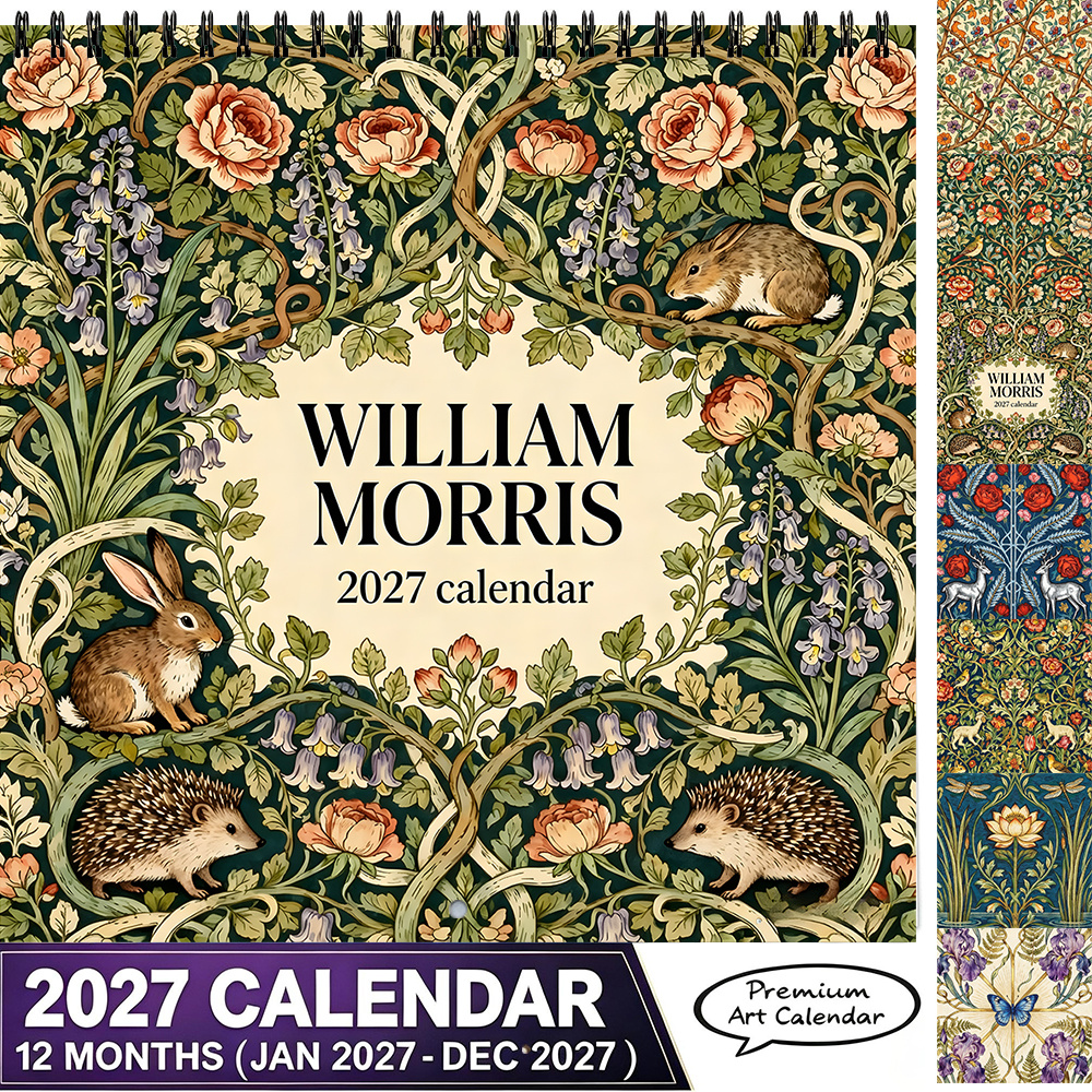 TEMU 2027 Wall Calendar 8.3x8.3 Inch William Style Vintage Floral Animal Pattern Monthly Hanging Calendar For Home Office School Decor Ideal Gift For