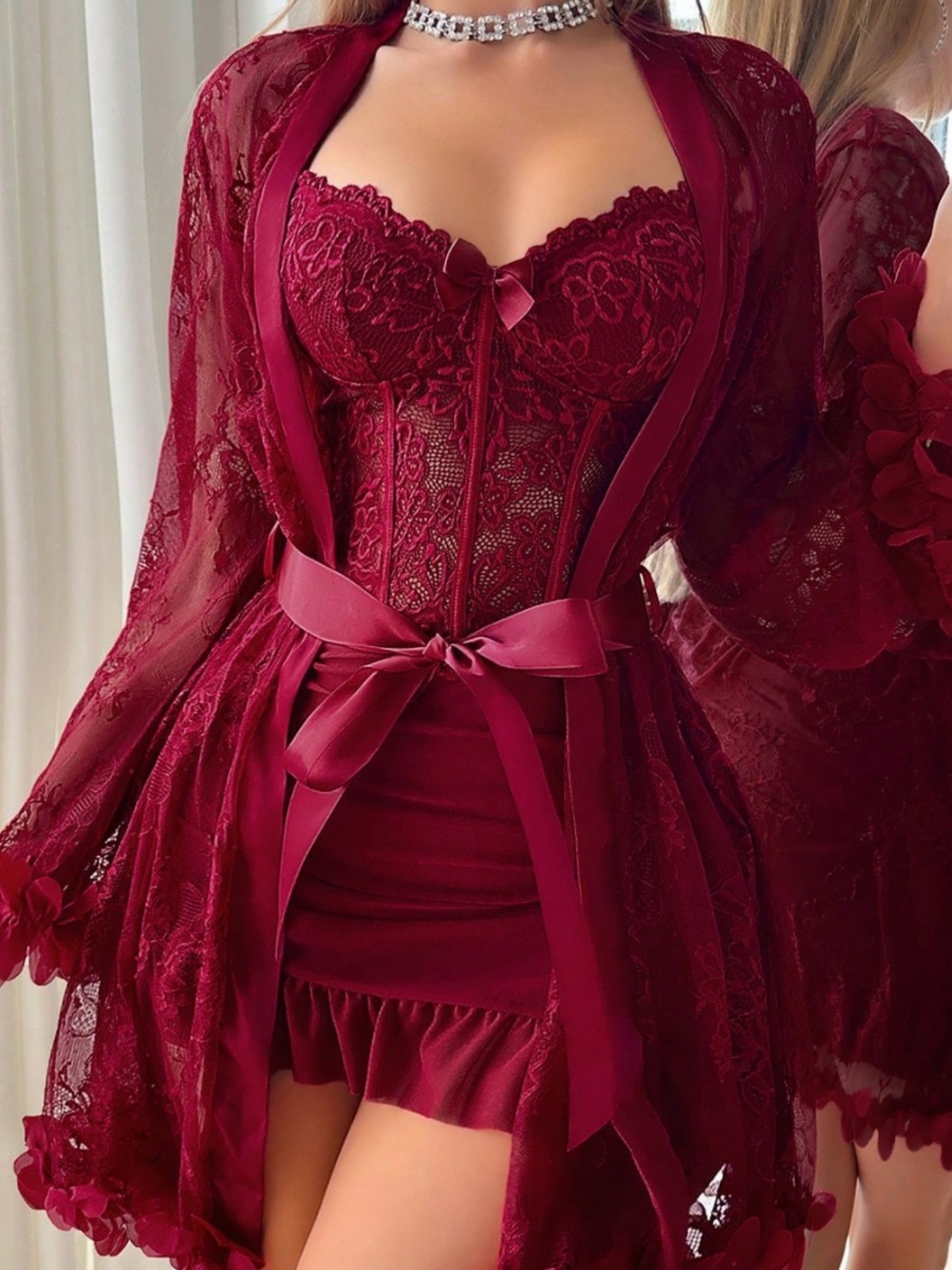 red lace lingerie sold on Temu United States