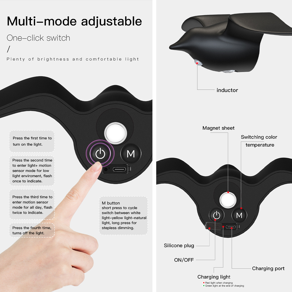 Smart Motion-Sensing Night Light with Seagull Design