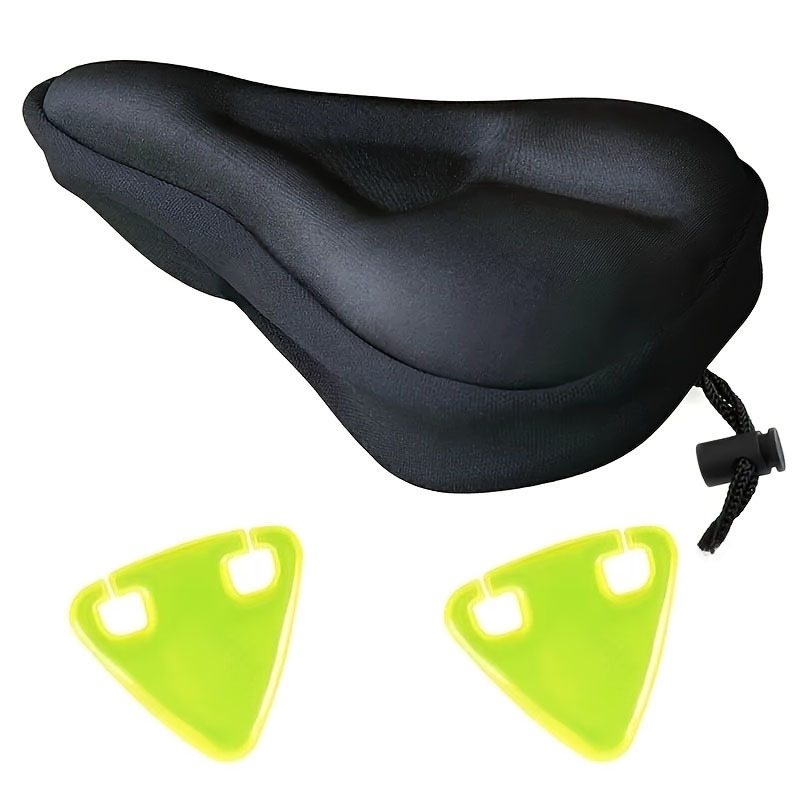TEMU Sillín de bicicleta unisex con dos parches reflectantes triangulares. de sillín de gel y sillín deportivo de bicicleta extrasuave.