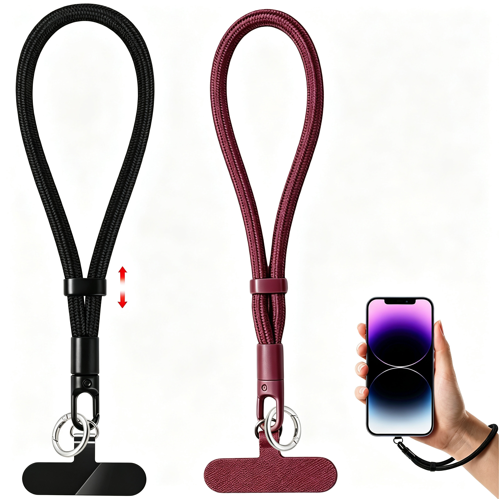 TEMU Set cordini regolabili per cellulare da polso, resistenti e anti-smarrimento con gancio a 360簞 e del cavo, per iPhone e la maggior parte degli