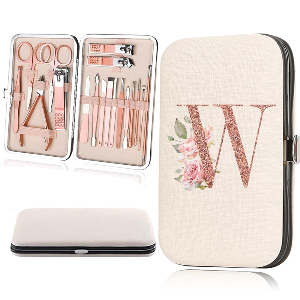 18pcs Rose Golden Nail Studio Set with Portable Storage Box