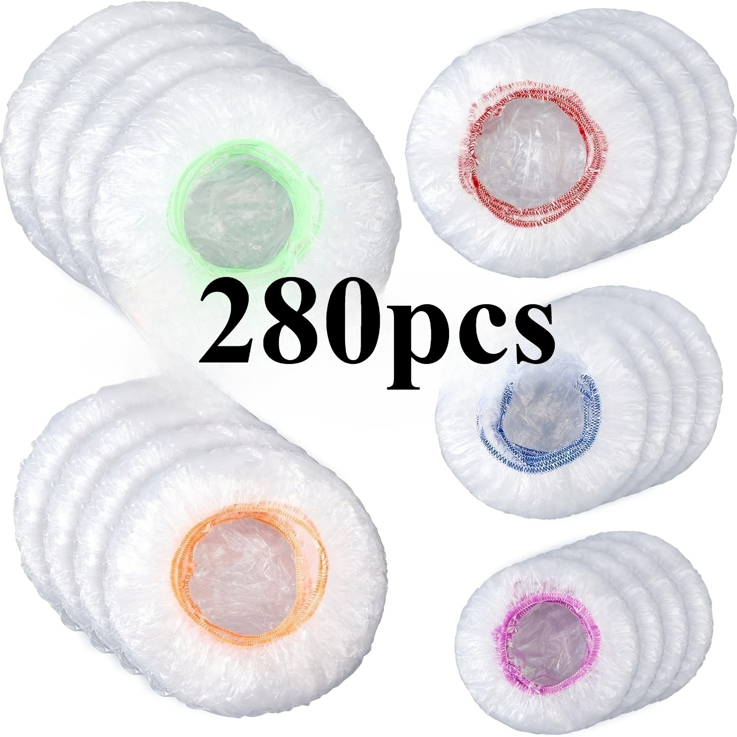 280/480pcs Durable Plastic Bowl Covers, For Kitchen Use, Elastic Reusable Food Covers, Ideal For Bread, Storage, And Outdoor Activities