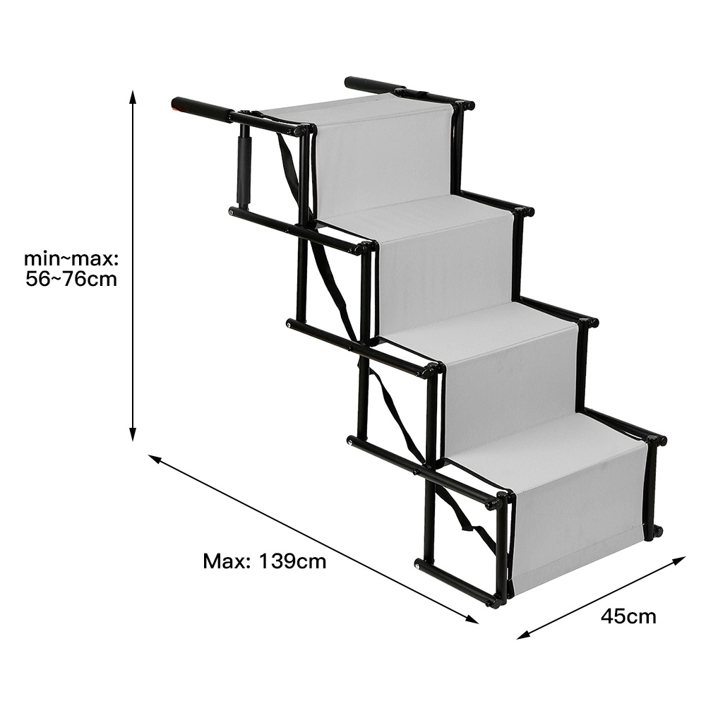 Image of 45*56-76*139cm Dog Stairs, Dog Steps, Light Grey, Adjustable Height, Suitable For Elderly Dogs And Pets Weighing Less Than 75kg.