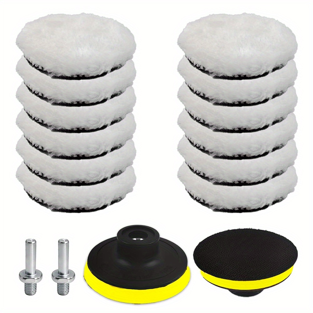 TEMU Polishing Pads For Drill, 16pcs 3 Inch Car Buffer Polisher Kit With Wool Polishing Buffing Pad Backing Pad And M10 Drill Adapter For Car Furniture Polishing Waxing