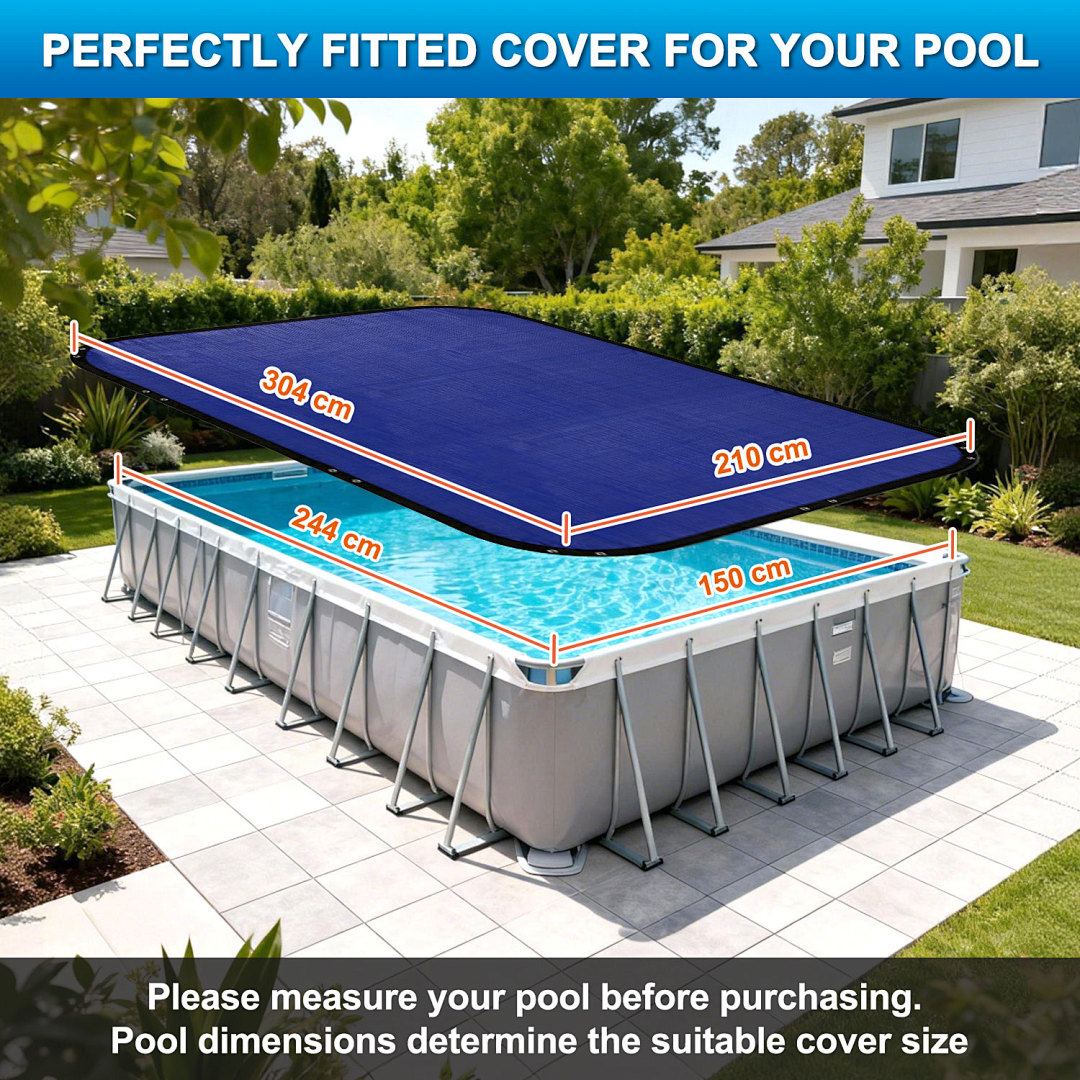 Image of Pool Cover Patio Year Round Use Garden Wind-resistant Heavy Duty All Weather Outdoor Pe Tear-resistant 160gsm With Pool Accessory Reinforced Edge Swimming Pool Long Lasting Uv-resistant Double-sided