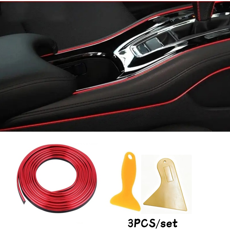 TEMU 3pcs/set Of Car Interior Decoration Lines, Console , Instrument Panel Decoration Lines, Chrome Plated Bright Strips, Modification Supplies, Car