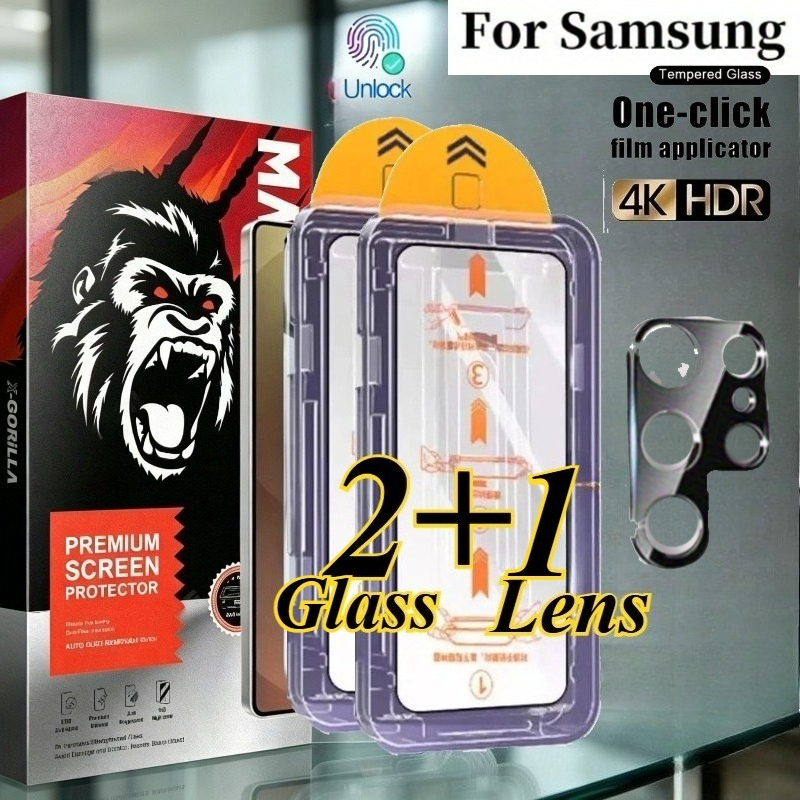 TEMU 2-pack 8k Ultra Hd Tempered Glass Screen Protector And 1pc Lens Protector. Suitable For Galaxy S26 Ultra, Scratch-resistant And Shockproof, With