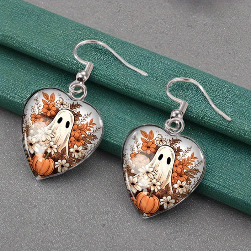 TEMU 1 Pair Fall Flower Dangle Earring Heart Shape Earrings