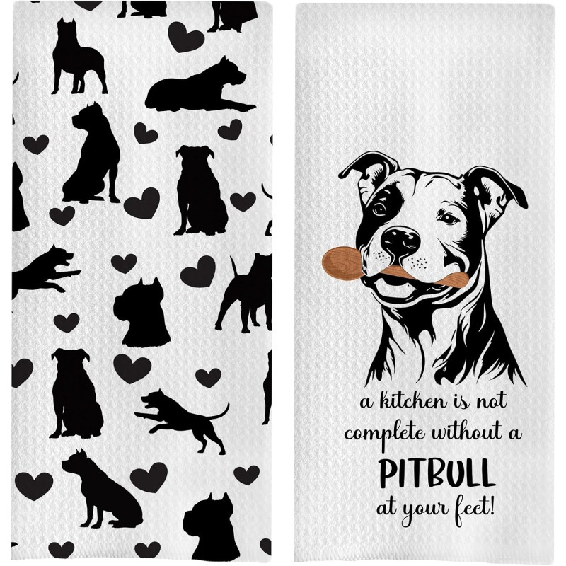 

2-pack Modern Polyester Kitchen Towels, 18x26 Inch, Super Hand Towels With Dog Theme, Machine Washable, Decorative Tea Towels For Women, Ideal Housewarming Gift