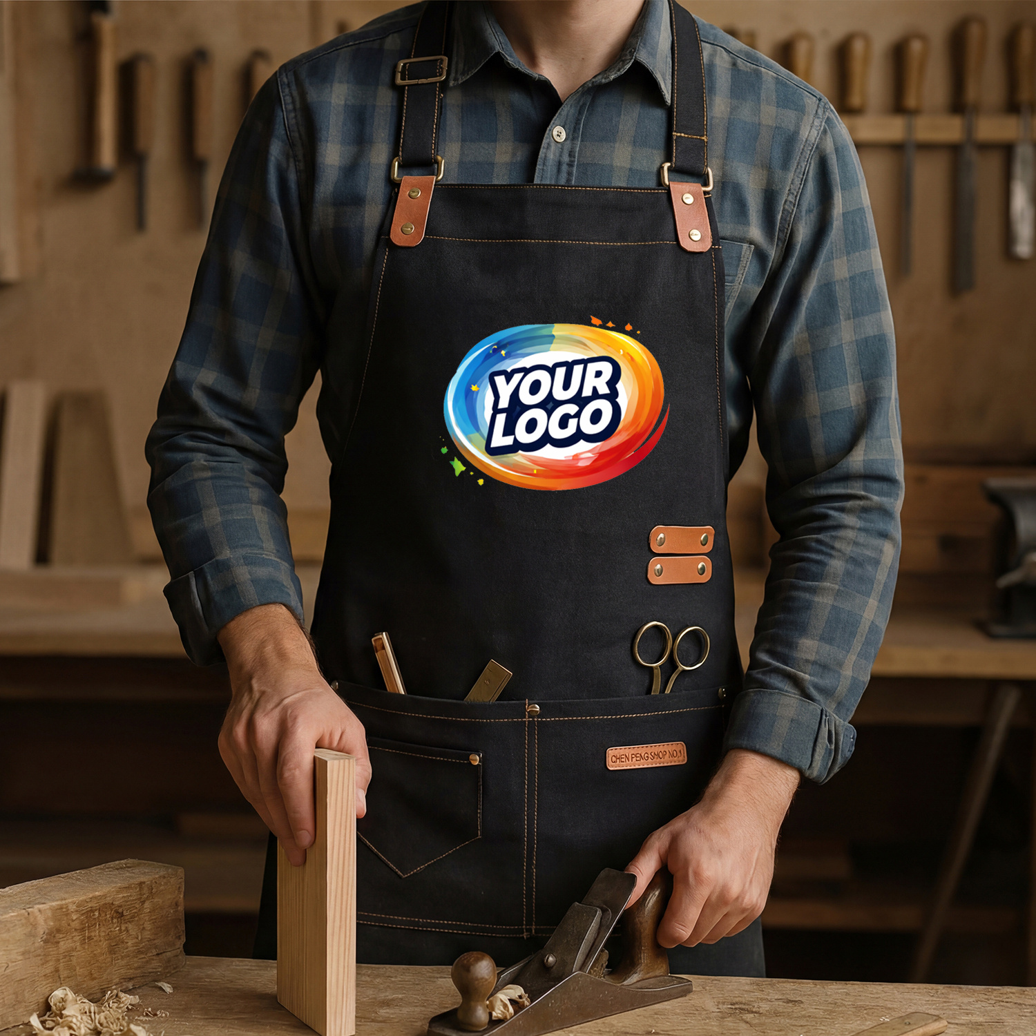 TEMU 1pc Gardening Apron, Custom Logo Apron For Business & Kitchen, Personalized With Photo, Text, And , Durable Thick Chef Cooking Gardening Apron