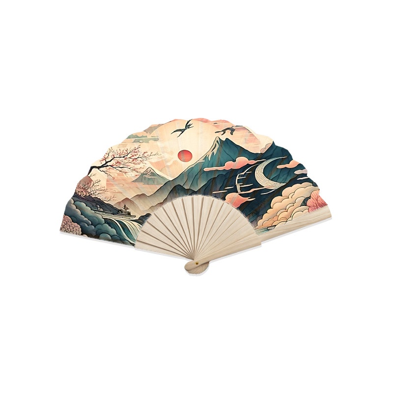 TEMU 1pc Japanese Retro Wooden Handheld Folding Fan - Portable Lightweight Cooling Fan Suitable For Parties, Weddings, Dance Performances, Suitable