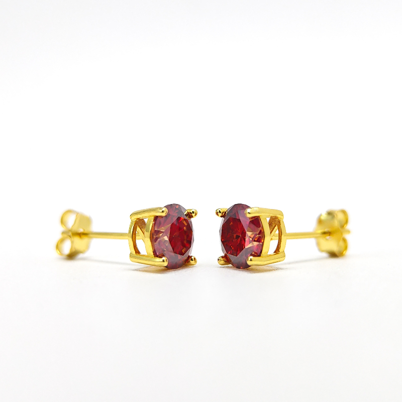 Women's 0.5/1/2/3 Carat 925 Silver Red Moissanite Stud Earrings
